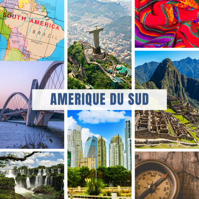 Paysages emblématiques d’Amérique du Sud avec nature luxuriante et monuments célèbres. Promotion sur les voyages vers l’Amérique du Sud au départ de l’Algérie avec Yovoyagedz.