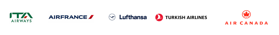 Logo Compagnie aérienne ITA, Air Algérie, Lufthansa, Turkish Airlines, Air Canada