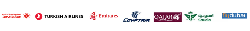 Logo Compagnie aérienne Air Algérie, Turkish Airlines, Emirates, Egyptair, Qatar, Saudia et Flydubai
