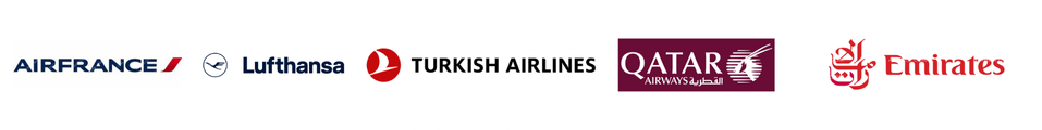 Logo compagnie aérienne Air France, Lufthansa, Turkish Airlines, Qatar Airways et Emirates