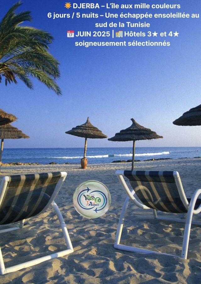 🌴 Séjour à Djerba – Juin 2025 🌴 6 jours / 5 nuits – Voyage en Bus Grand Confort